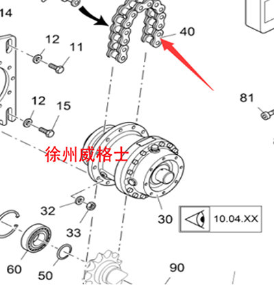 进口摊铺机螺旋分料链条零件号2026963